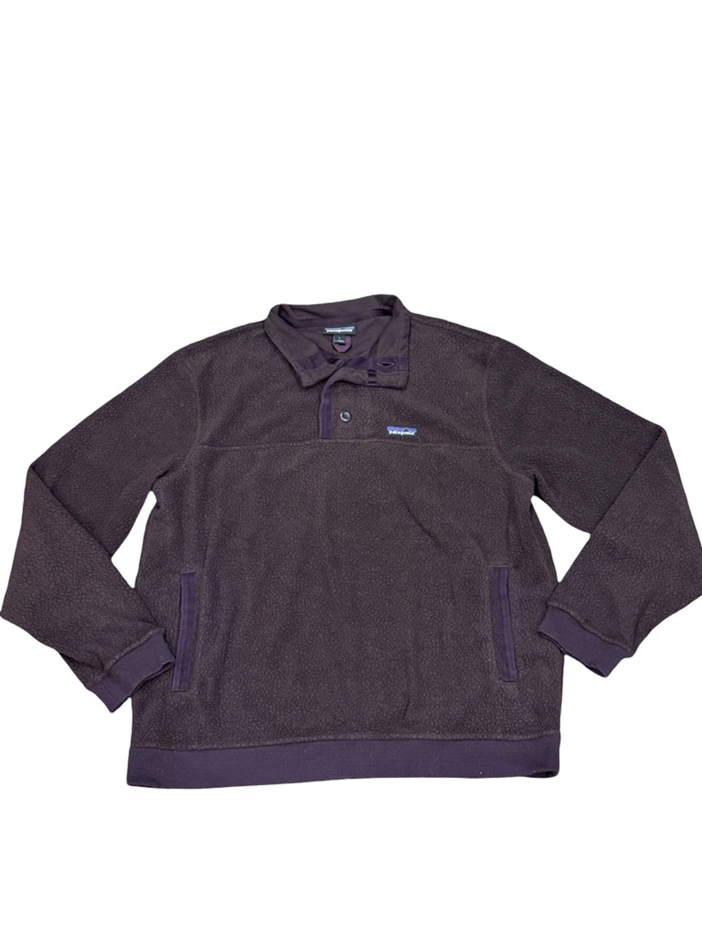 🌿Patagonia Shearling Button Fleece Pullover Size L Maroon Henley Outdoor Sherpa - Picture 2 of 12